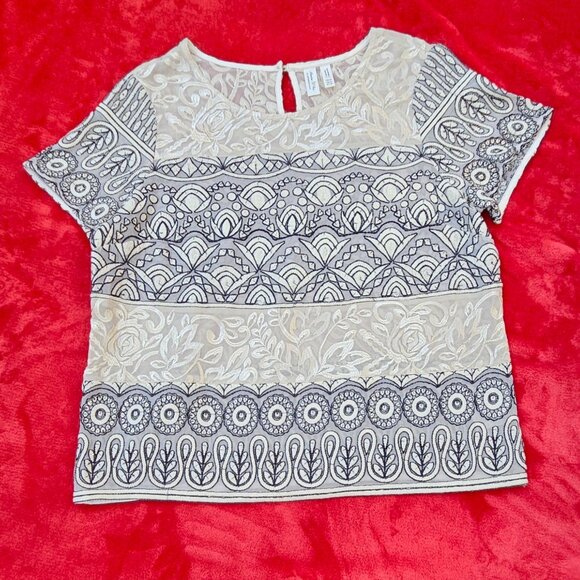 ANTHROPOLOGIE - Stunning Meadow Rue embroidered lace sequin ivory top - Picture 5 of 12